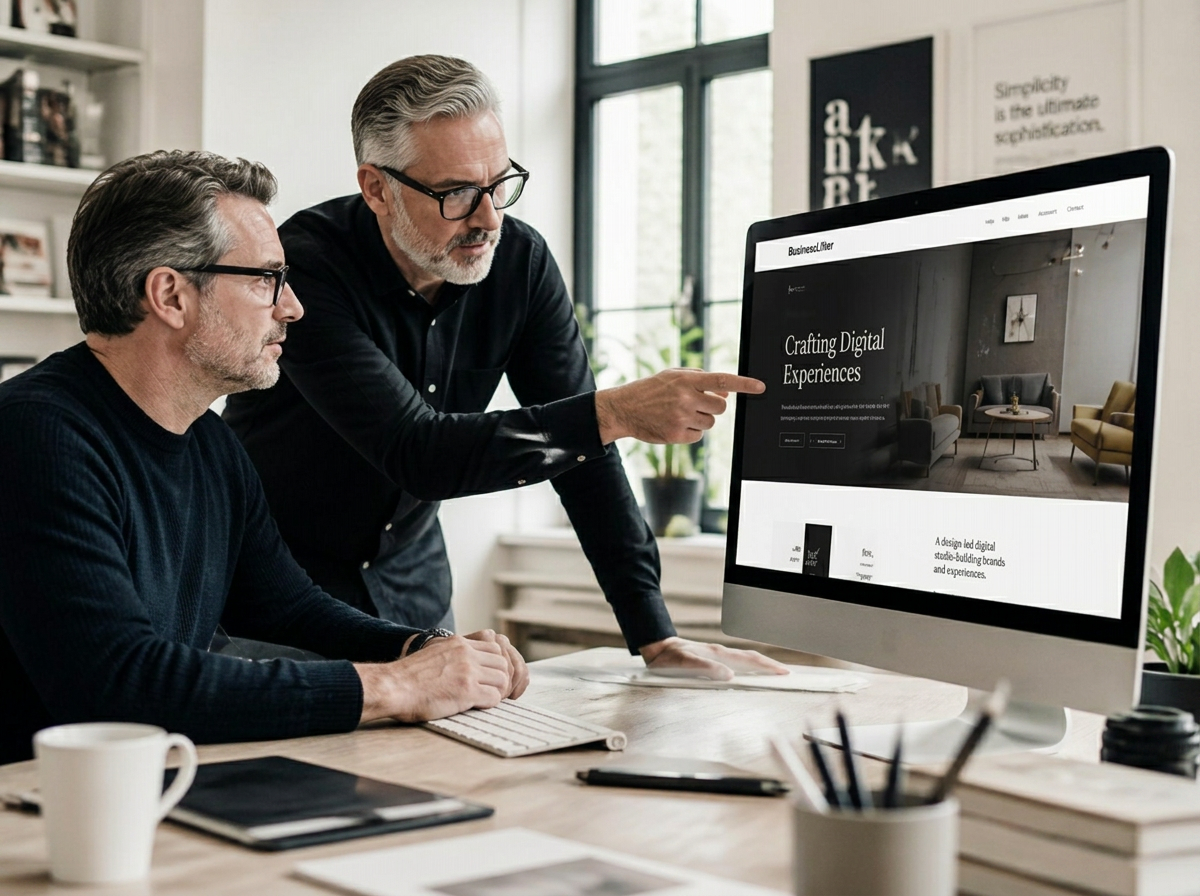 Team reviewing a premium website design